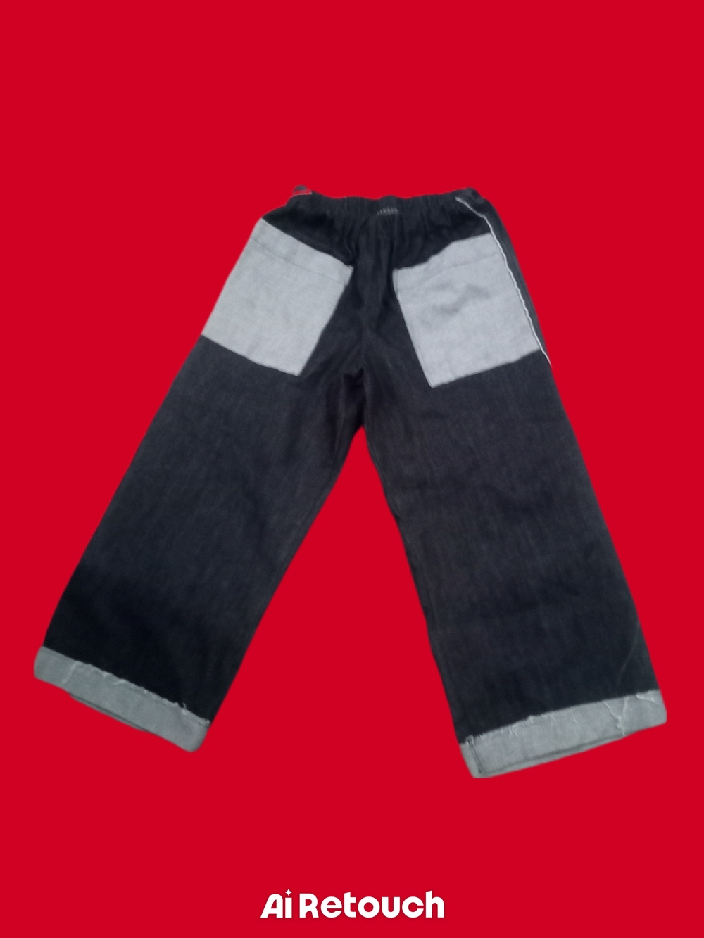 Wide-Leg Two-Tone Black and Gray Women's Flare Jeans